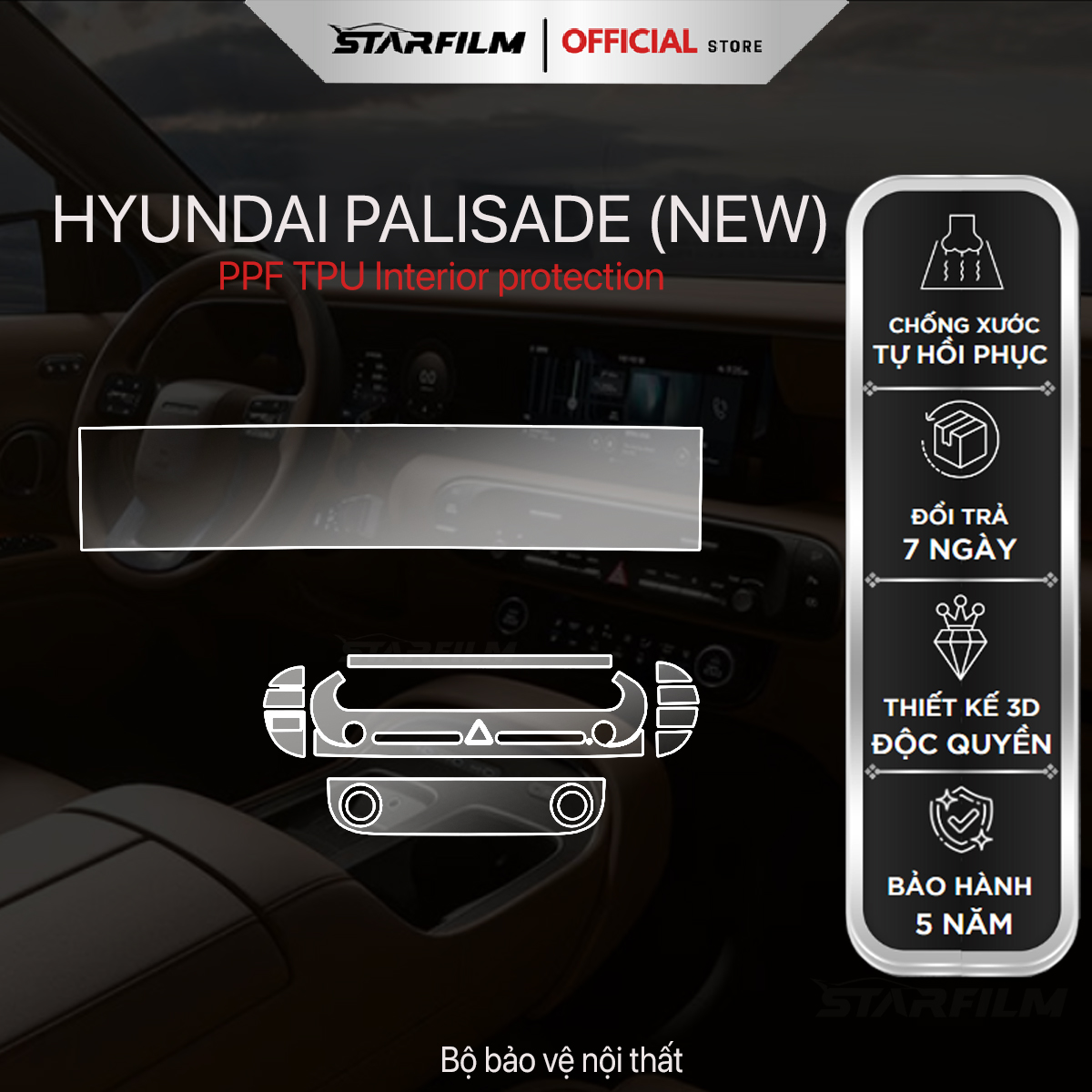 HYUNDAI PALISADE (ALL NEW) PPF TPU chống xước tự hồi phục STARFILM